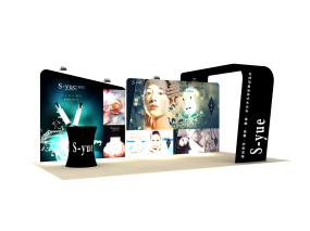 化妝品公司美博會(huì)18平小面積展臺(tái)設(shè)計(jì)效果圖