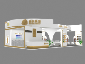 藥交會展臺設計,健明集團藥交會展臺設計效果圖